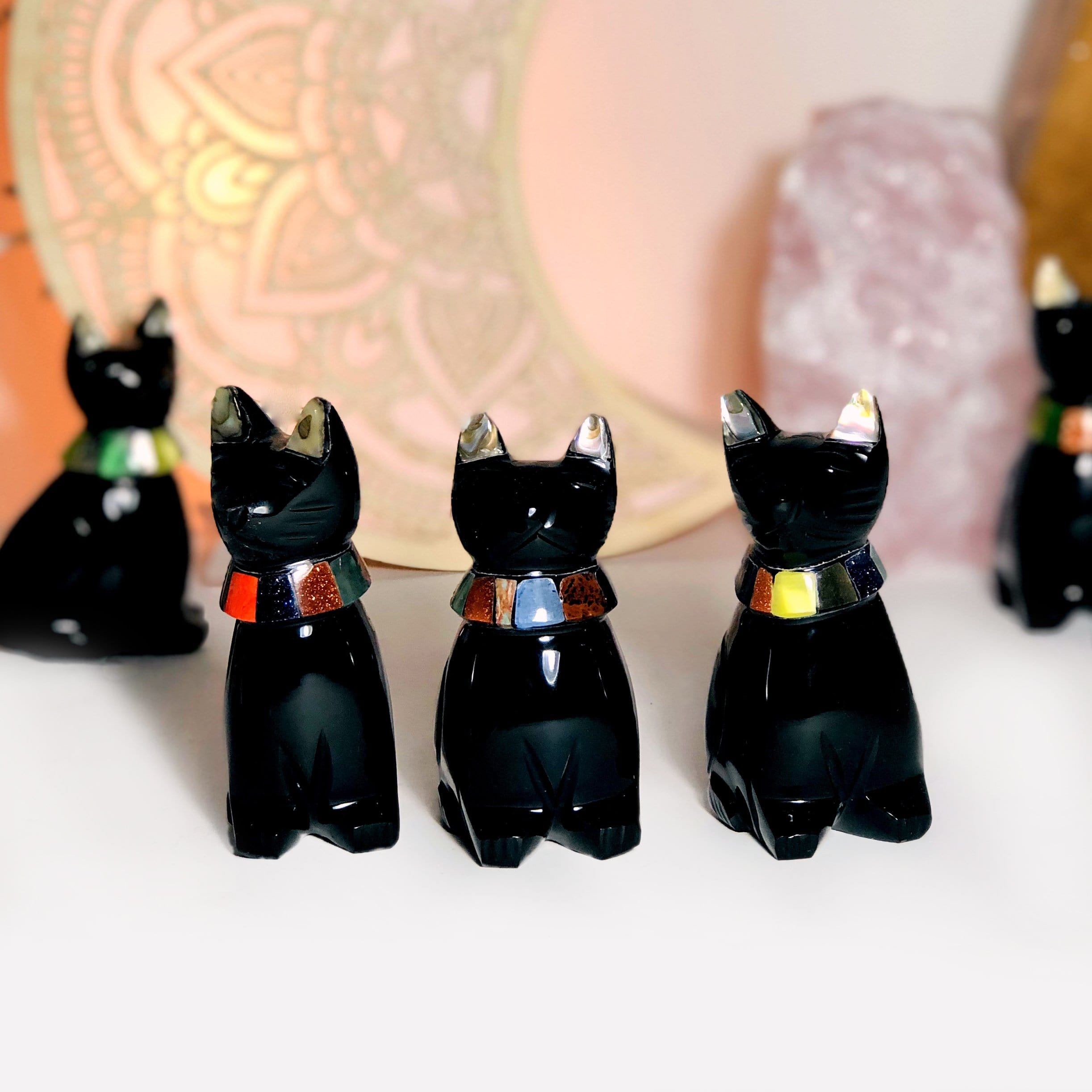 Black Obsidian Cats - Polished Stone Kitty (LBS0-S2-B10)