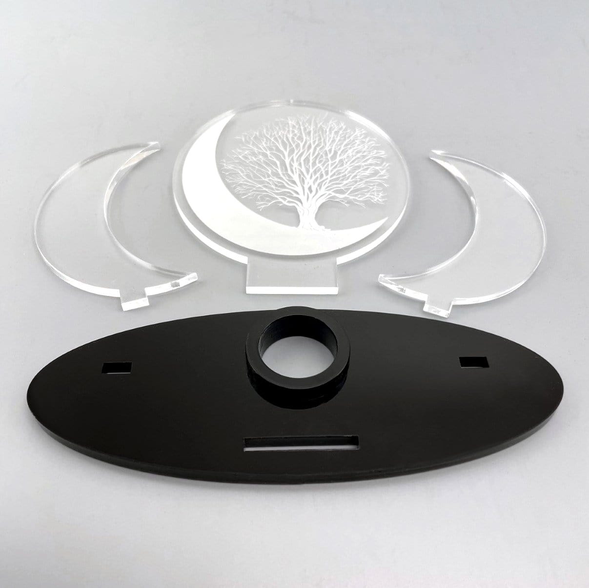 Acrylic Sphere Holder Crescent Moons - Tree of Life - (OF1-S1-B4)