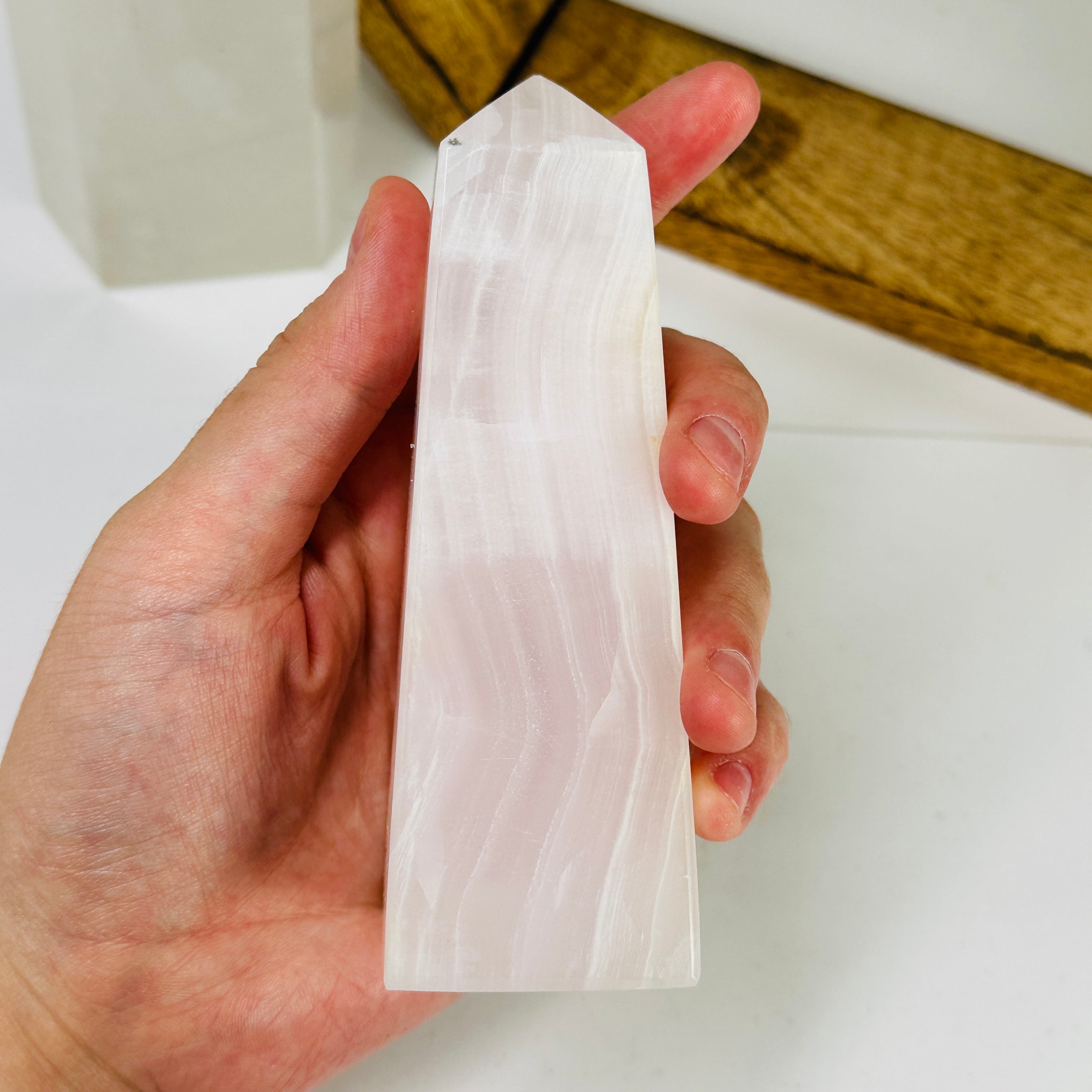 Rose Quartz Crystal Polished Obelisk One-of-a-Kind