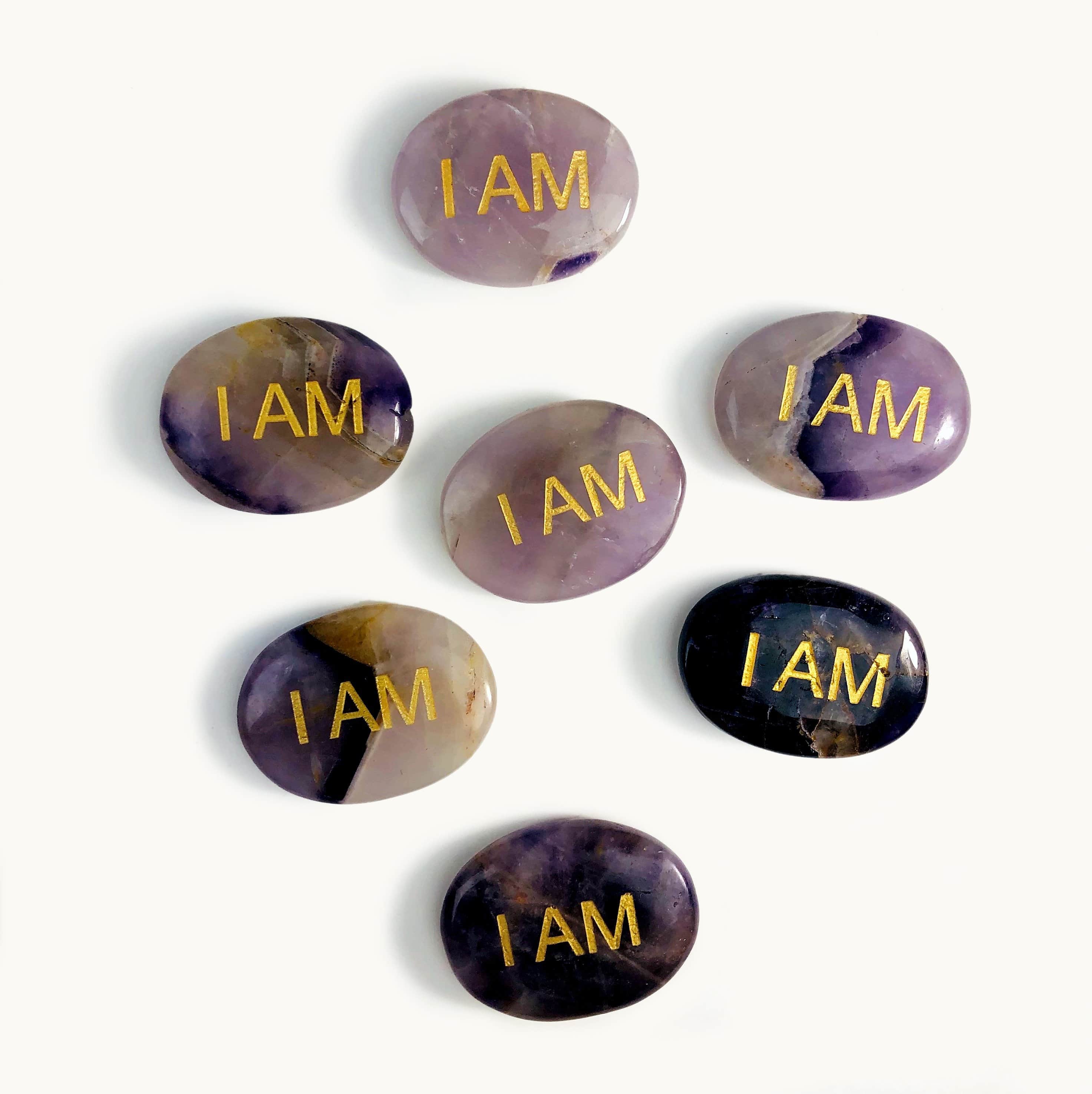 Pocket Stone "I AM" Palm Stone Crystal Worry Stone