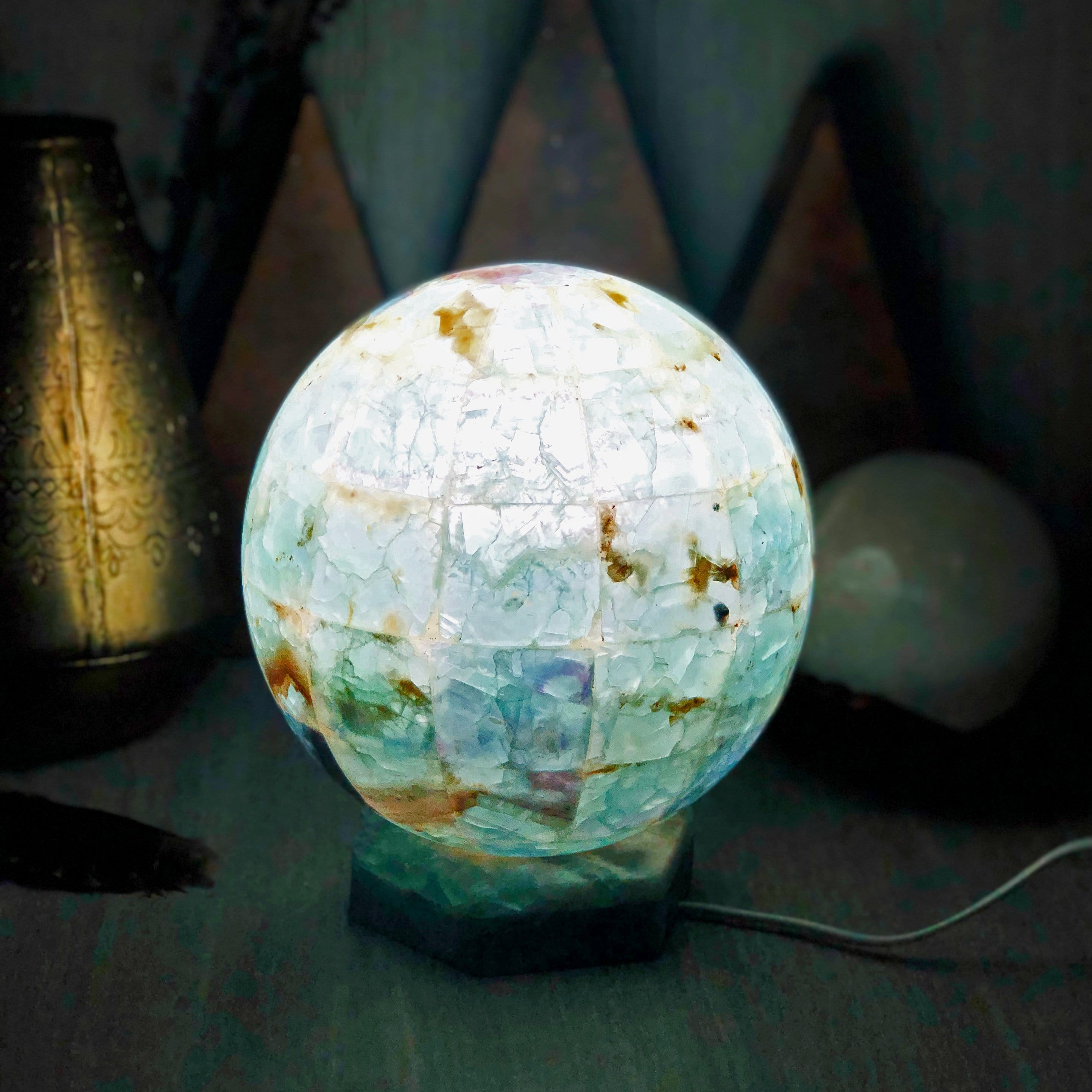 Rainbow Fluorite Sphere Lamps - Small