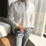 Men's Casual Solid Color V-Neck Long Sleeve Shirt