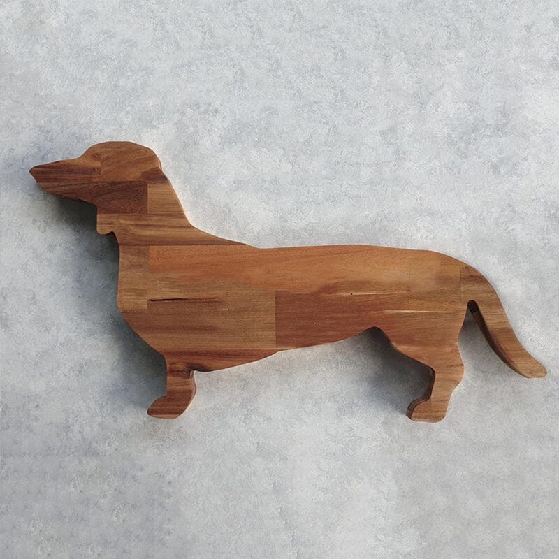 Wooden Dachshund Dog Dinner Plate