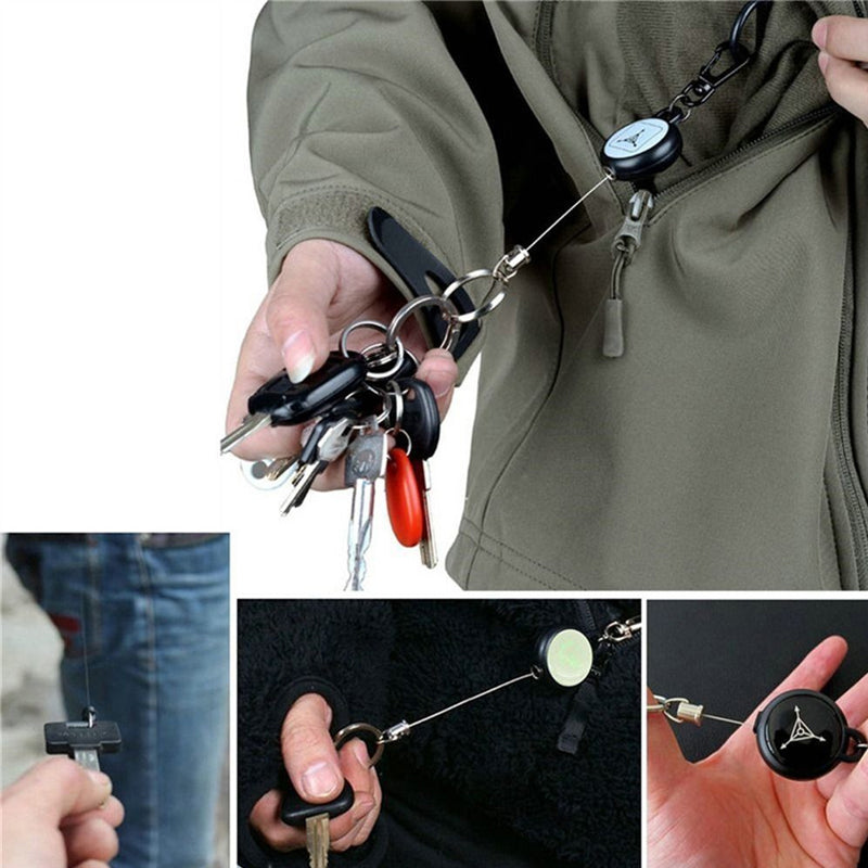 Keychain With Retractable Wire Cord (3 Pcs)