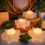 Selenite Six-Pointed Star Candle Holder Small size