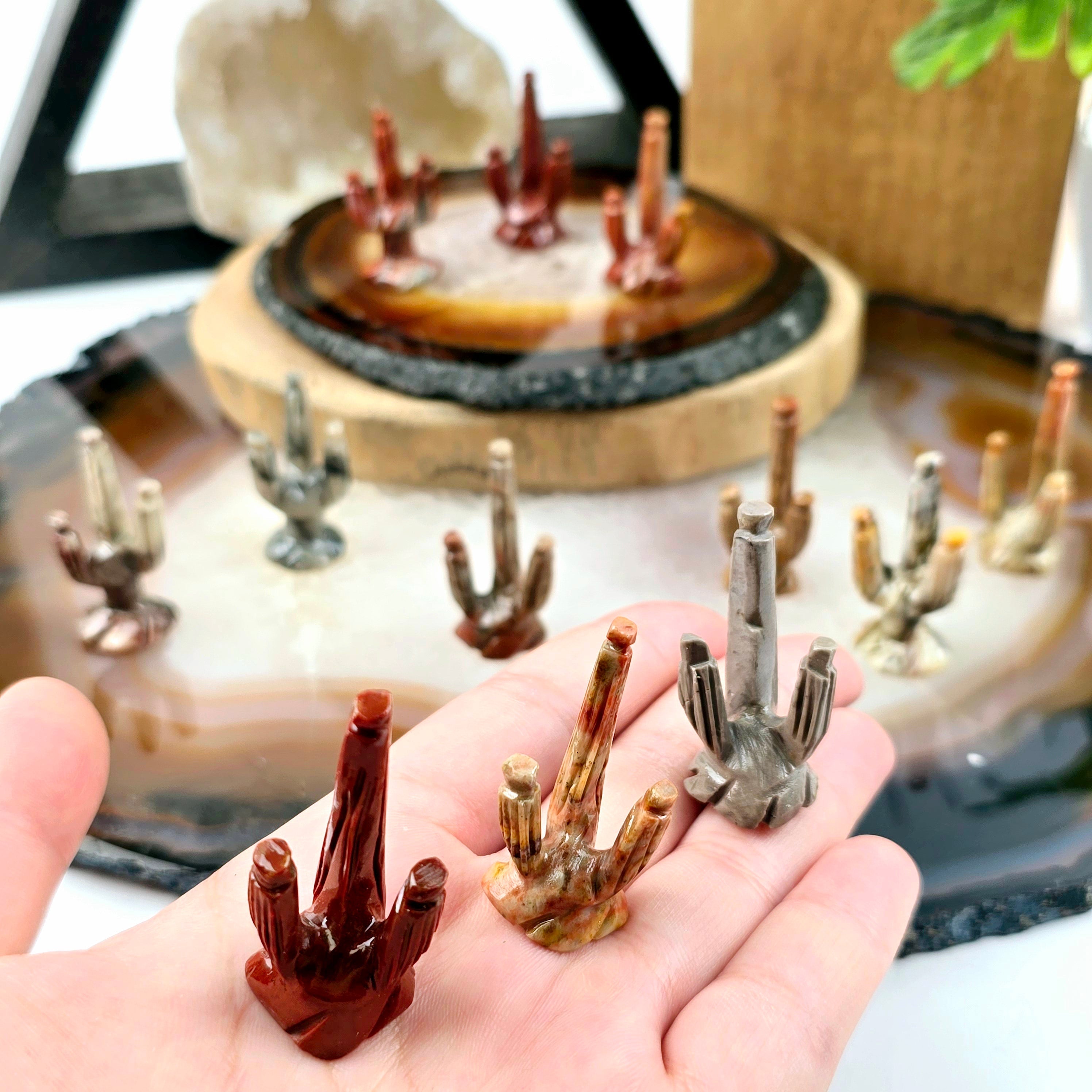 Soapstone Cactus Crystal Carving from Peru - You Choose Color