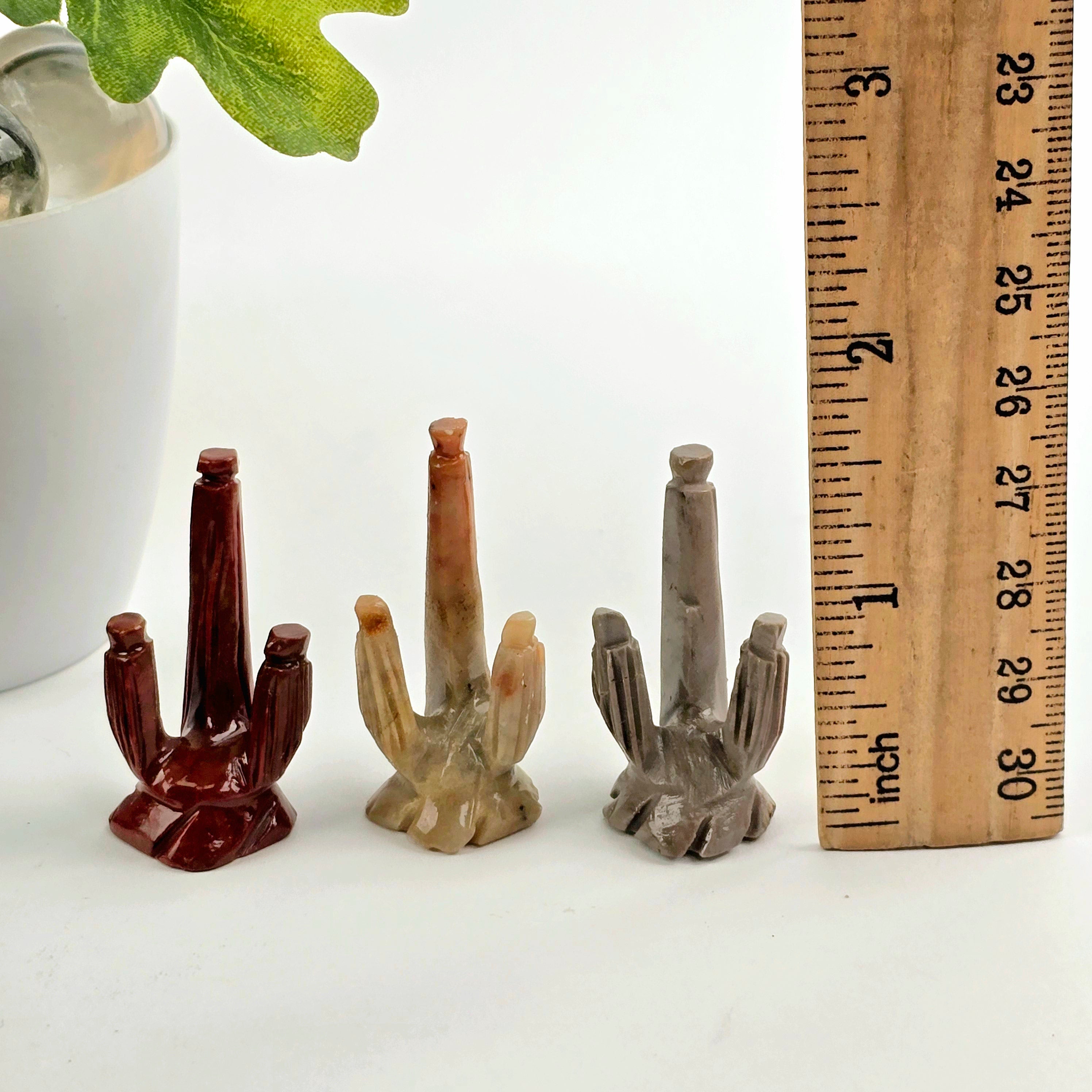 Soapstone Cactus Crystal Carving from Peru - You Choose Color