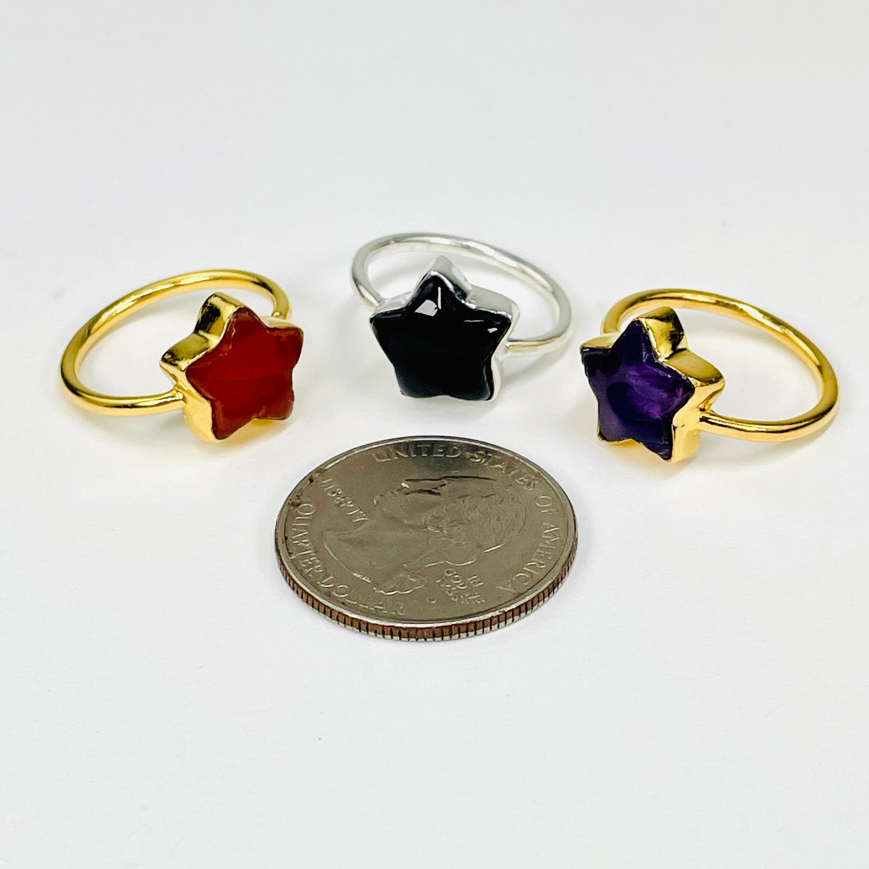 Gemstone Star Ring - Gold or Silver