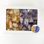 Amethyst and Citrine (Golden Amethyst) Crystal Pieces Window Box