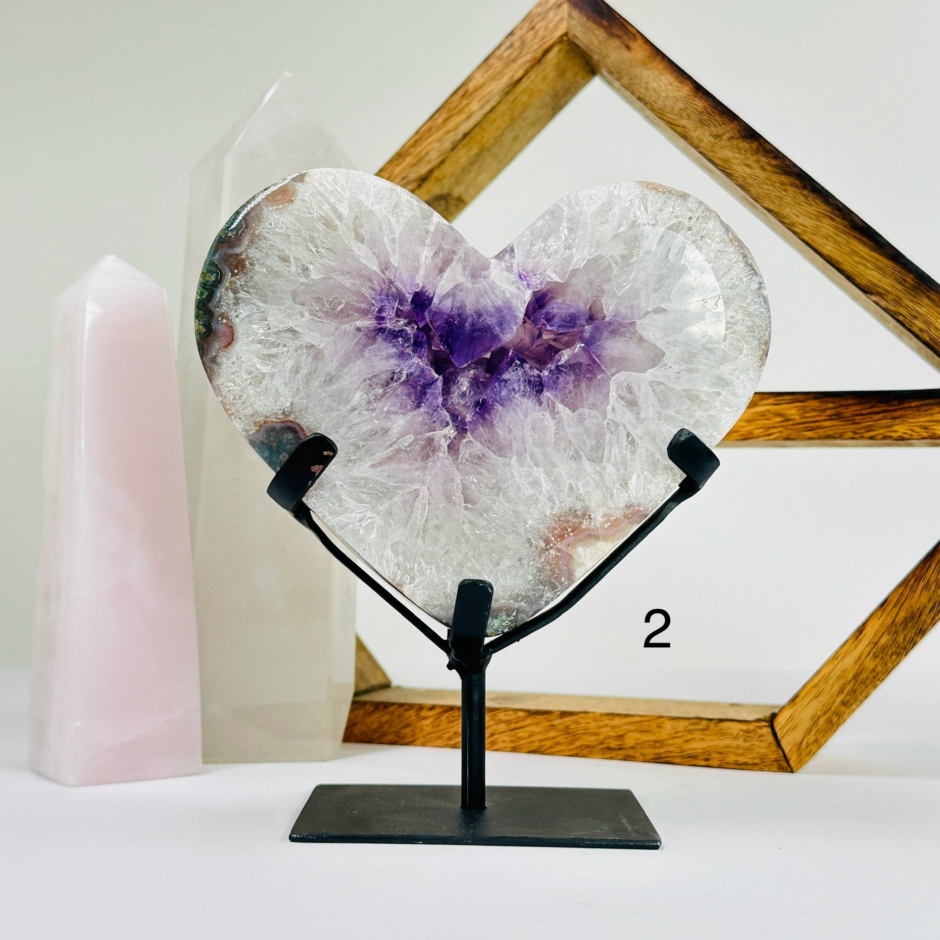 Amethyst Crystal Heart on Stand YOU CHOOSE