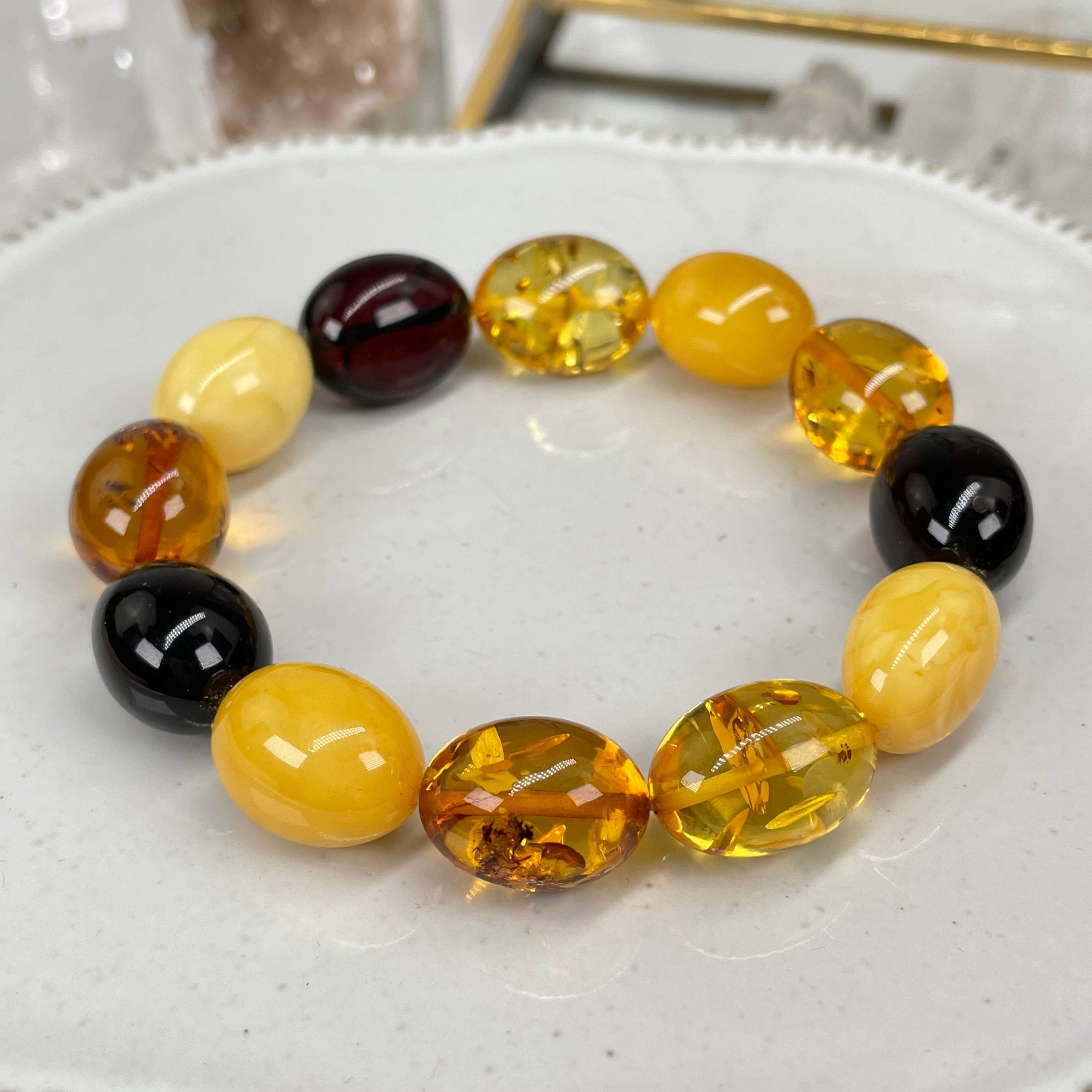 Oval Bead Amber Bracelets - Baltic Amber -