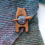 Brooch Pin with Wooden Animal Pattern