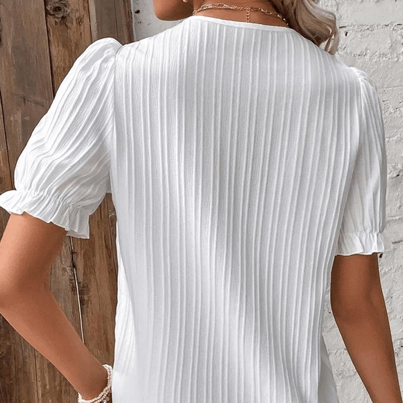 V Neck Plain Lace Elegant Shirt