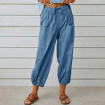 High Waist Button Cropped Pants