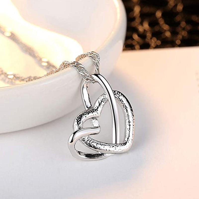 Frosted Double Heart Necklace