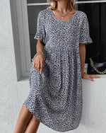 Floral print round neck elegant dress