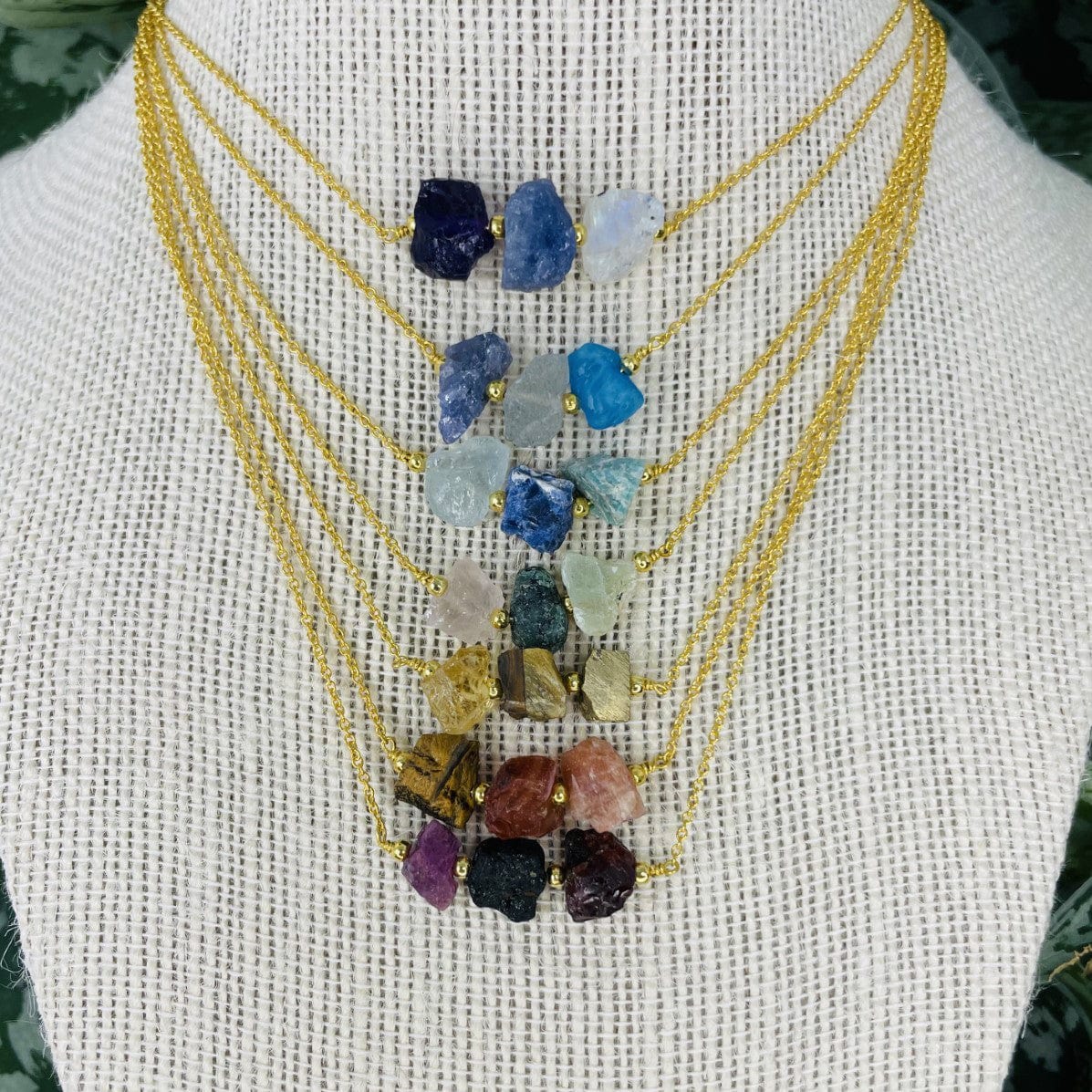 Chakra 3 Stone Necklace - Choose Gold or Silver Adjustable Length