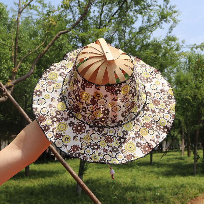 Bamboo Foldable Hand Fan Sun Hat