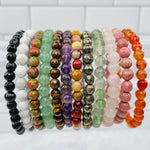 Gemstone Round Bead Faceted Bracelets (6mm)