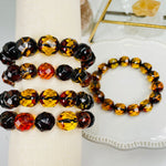 Round Faceted Amber Bead Bracelet - Baltic Amber -