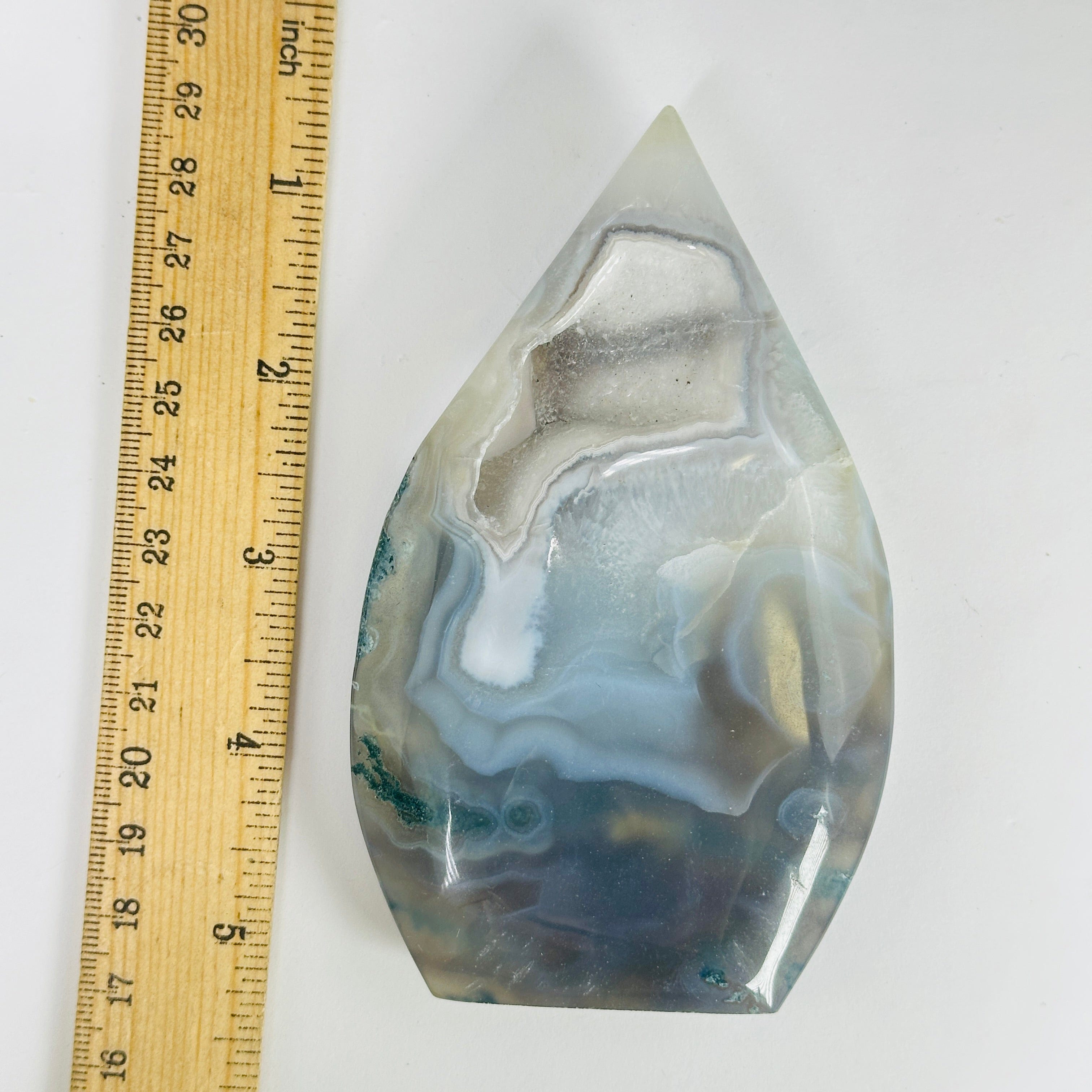 Moss Agate Crystal Thin Cut Base OOAK