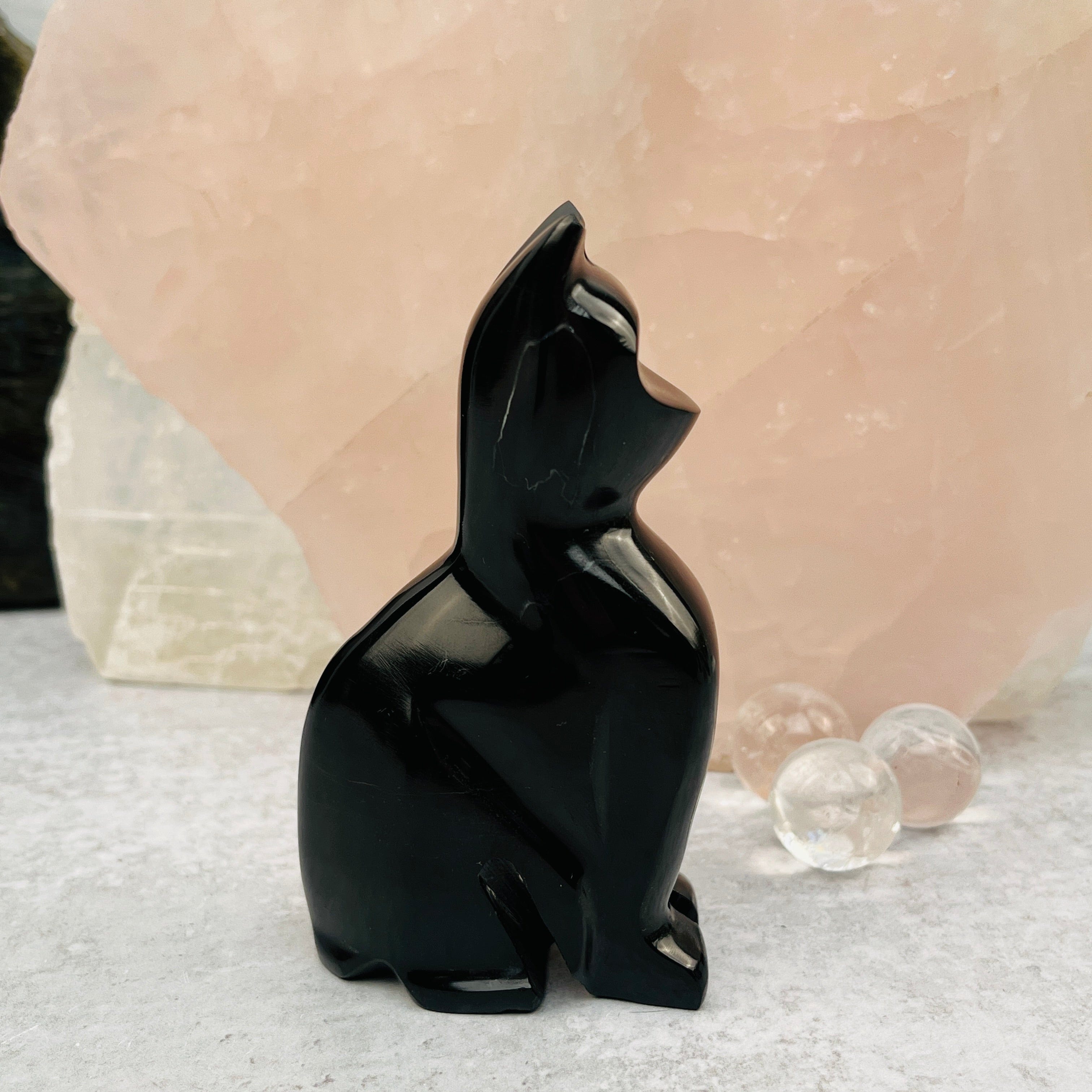 Black Onyx Cat- Polished Stone Kitty - Halloween (LBS0-S2-B3)