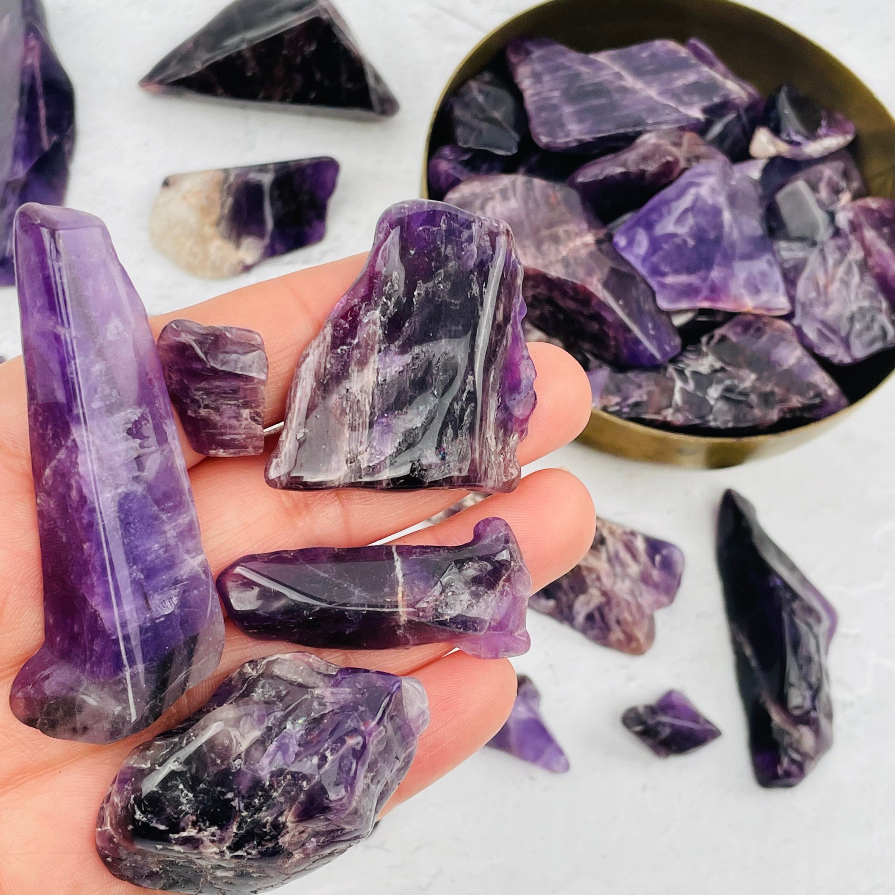 Amethyst Tumbled Freeform Bulk Polished Stones in 1 kilo bag