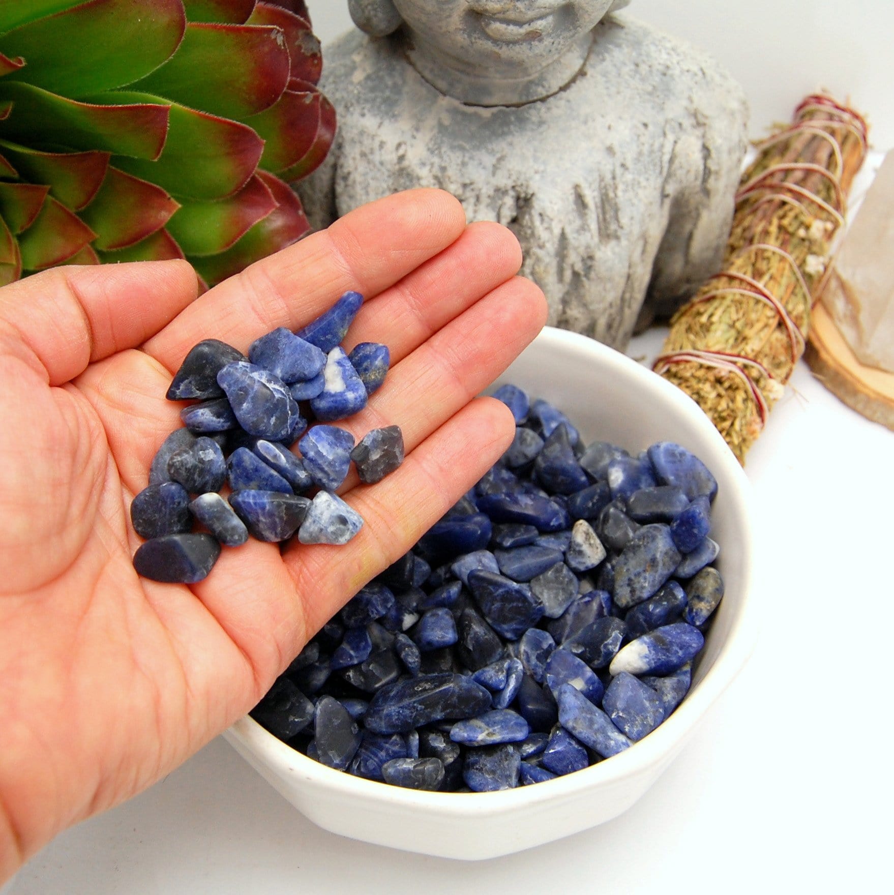 Blue Sodalite Tumbled Small Gemstones - 1 lb Bag Polished Stones