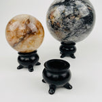 Black Obsidian Cauldron Sphere Holder - Halloween Decor