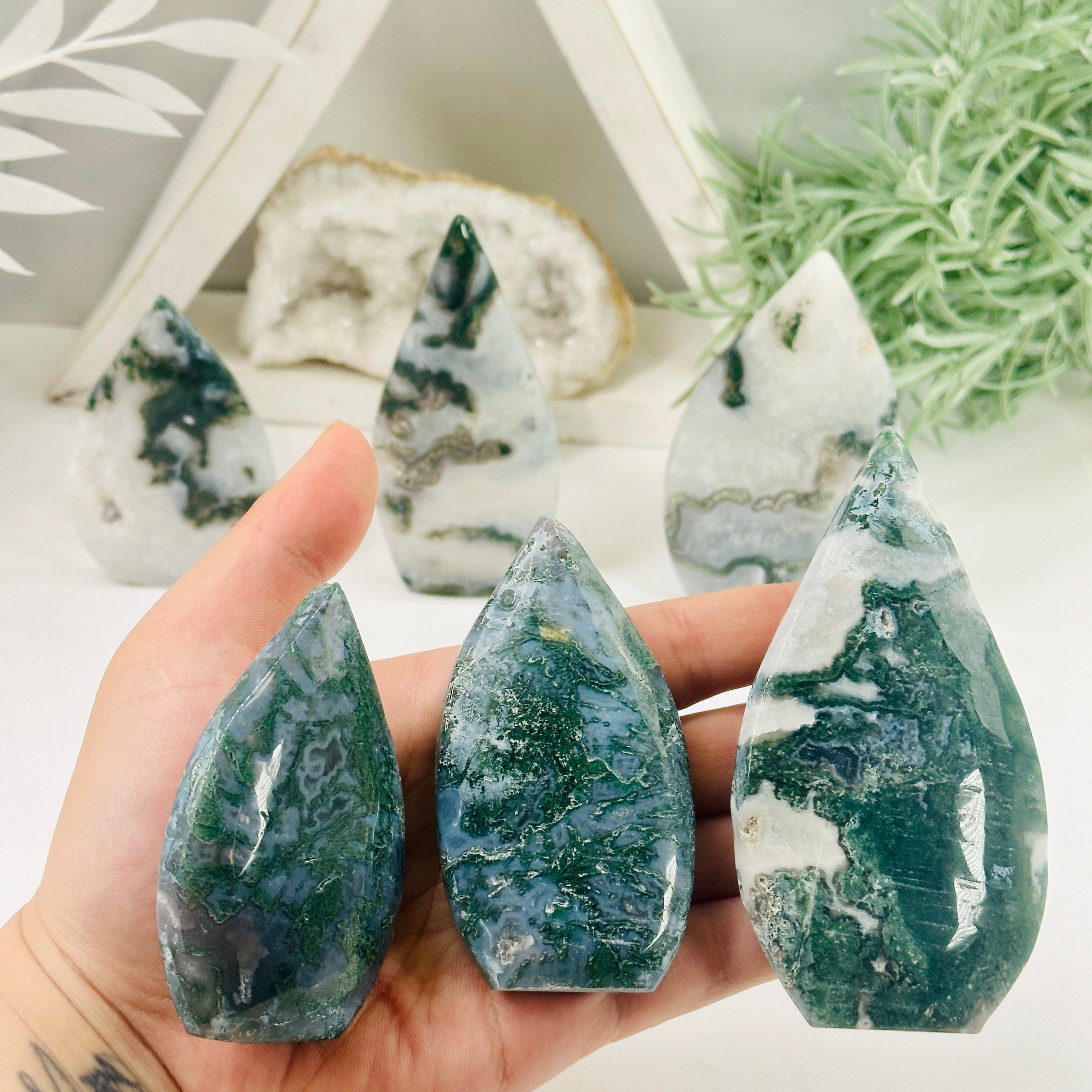 Moss Agate Freeform Cut Base - By Weight