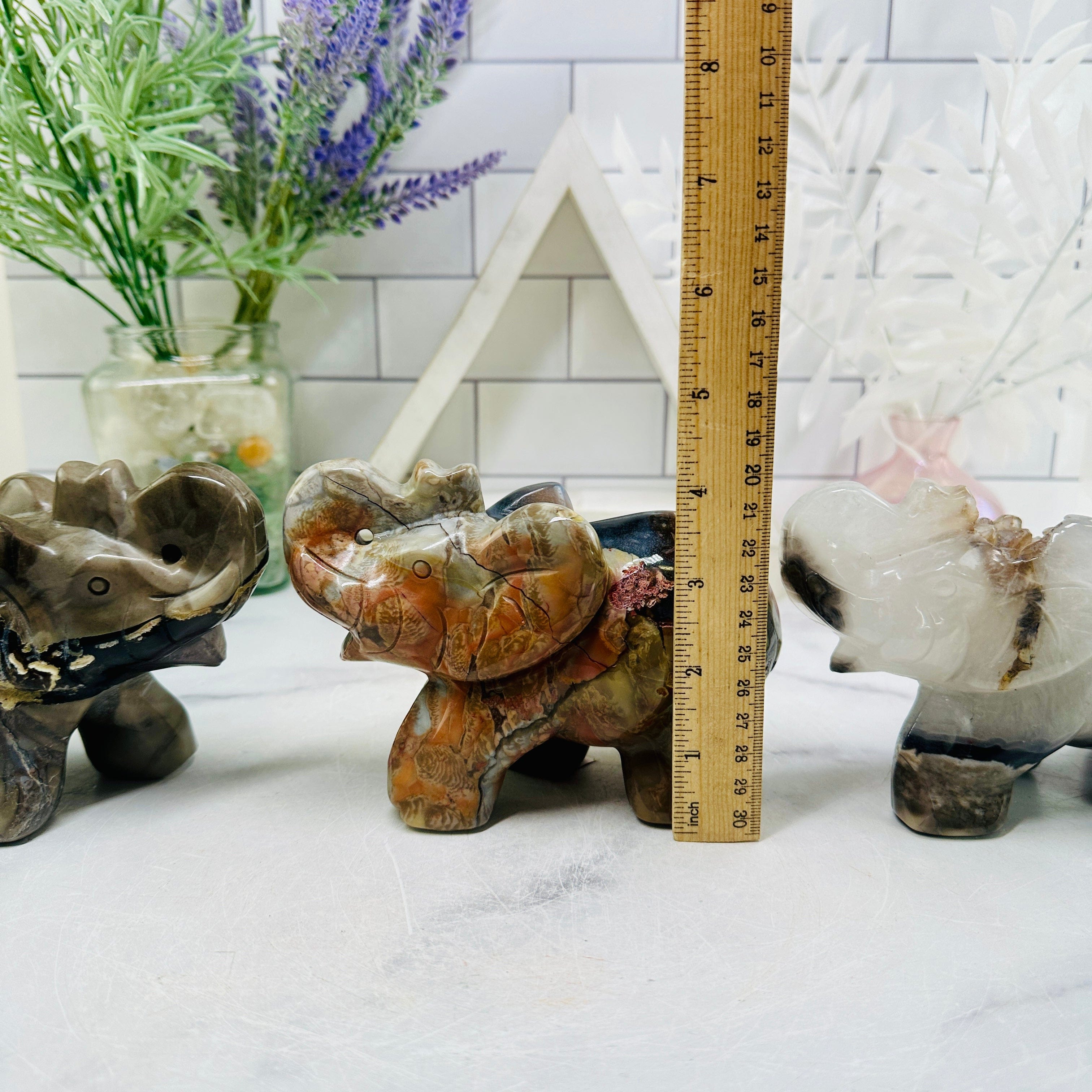 Lava Agate Crystal Carved Elephants - YOU CHOOSE