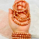 Peach Moonstone Round Bead Bracelets - 7mm -