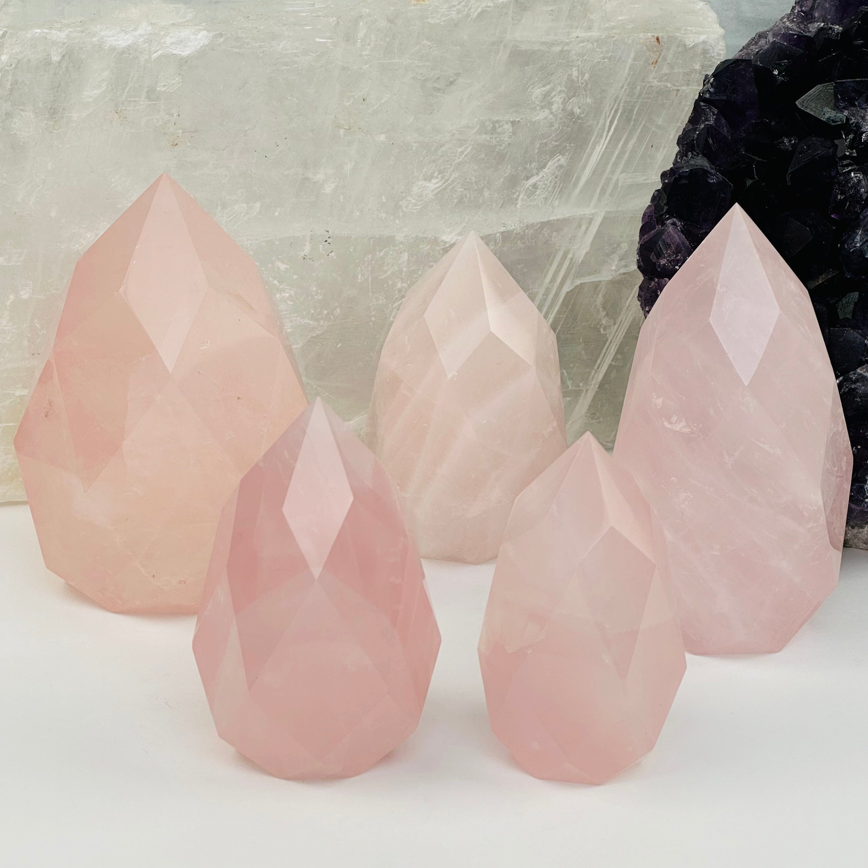 Faceted Rose Quartz Crystal Egg Point - You Choose -