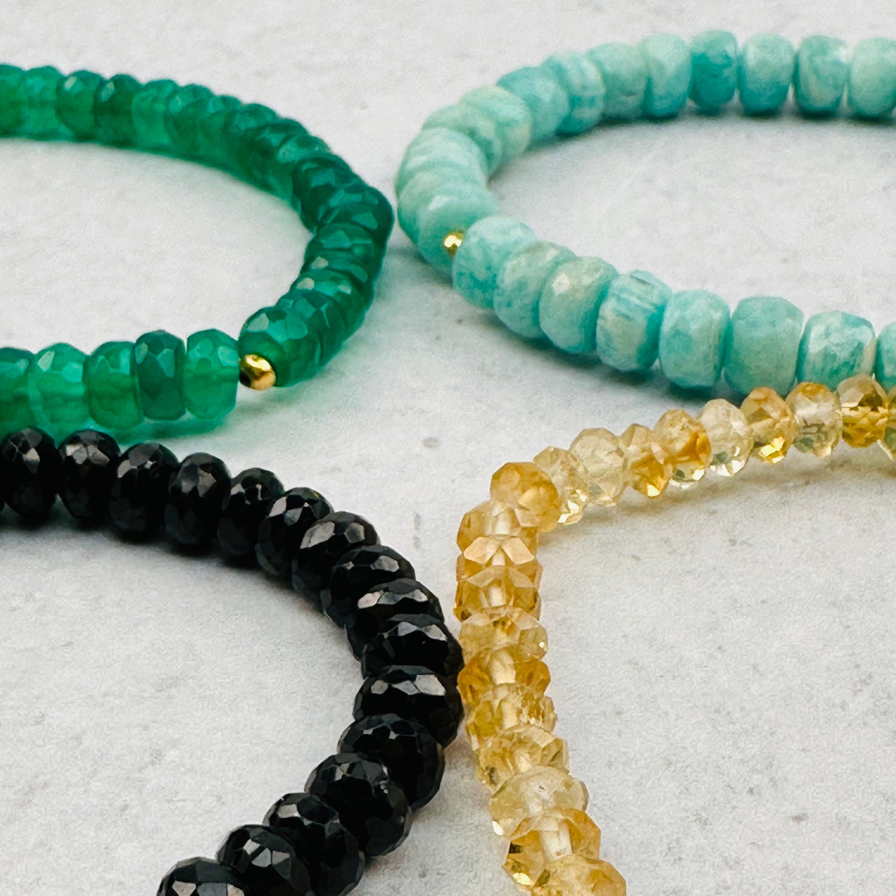 Gemstone Crystal Bracelets - 6mm - Faceted Bead with Gold Plated Sterling Accent