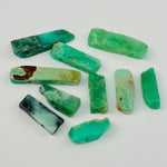 10pc Chrysoprase Semi-Polished Long Beads - Top Side Drilled