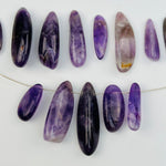 Amethyst Bead Polished Oval - Top Side Drilled - 5pcs -