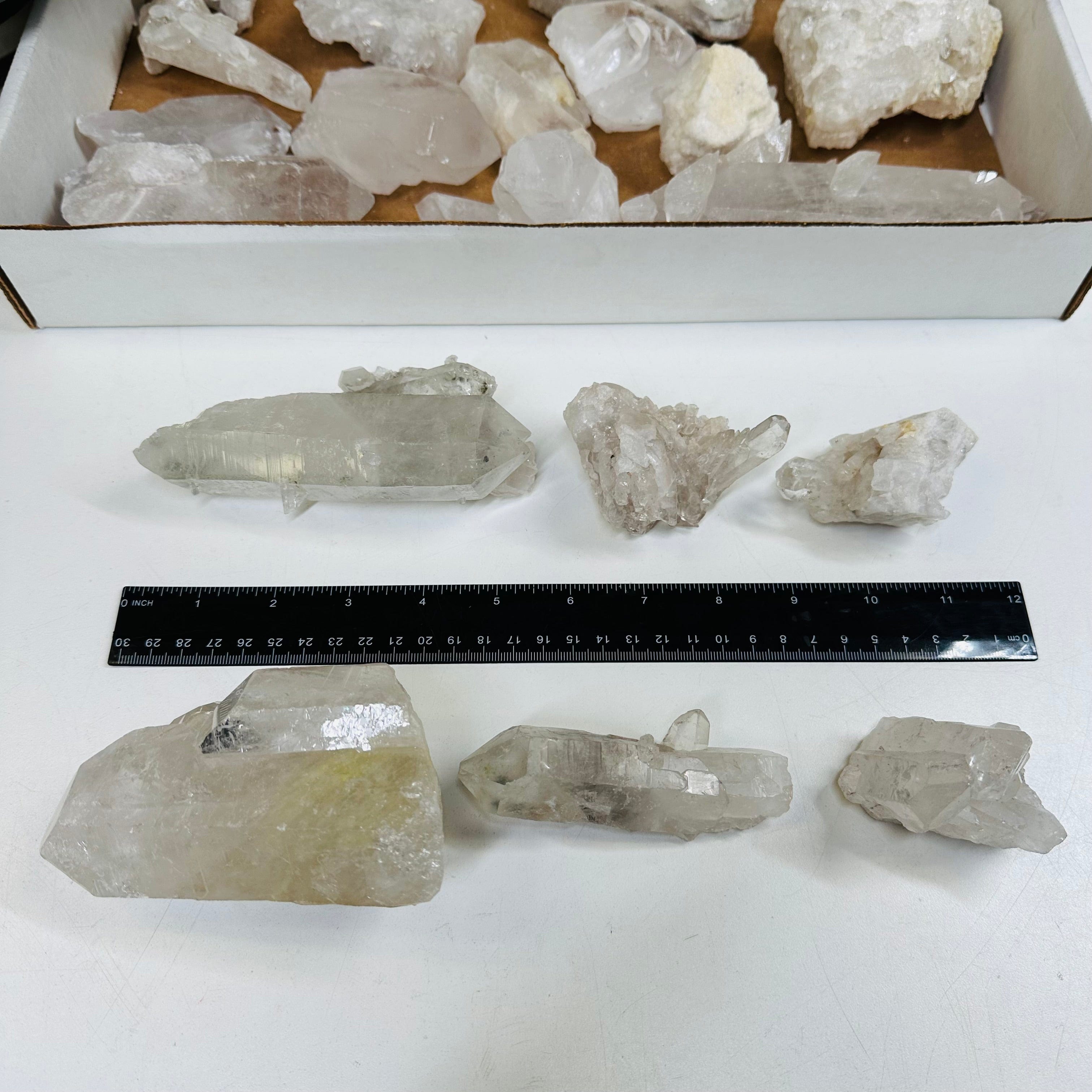 1 FLAT BOX of Natural Crystal Quartz Free Form Clusters - You Choose -