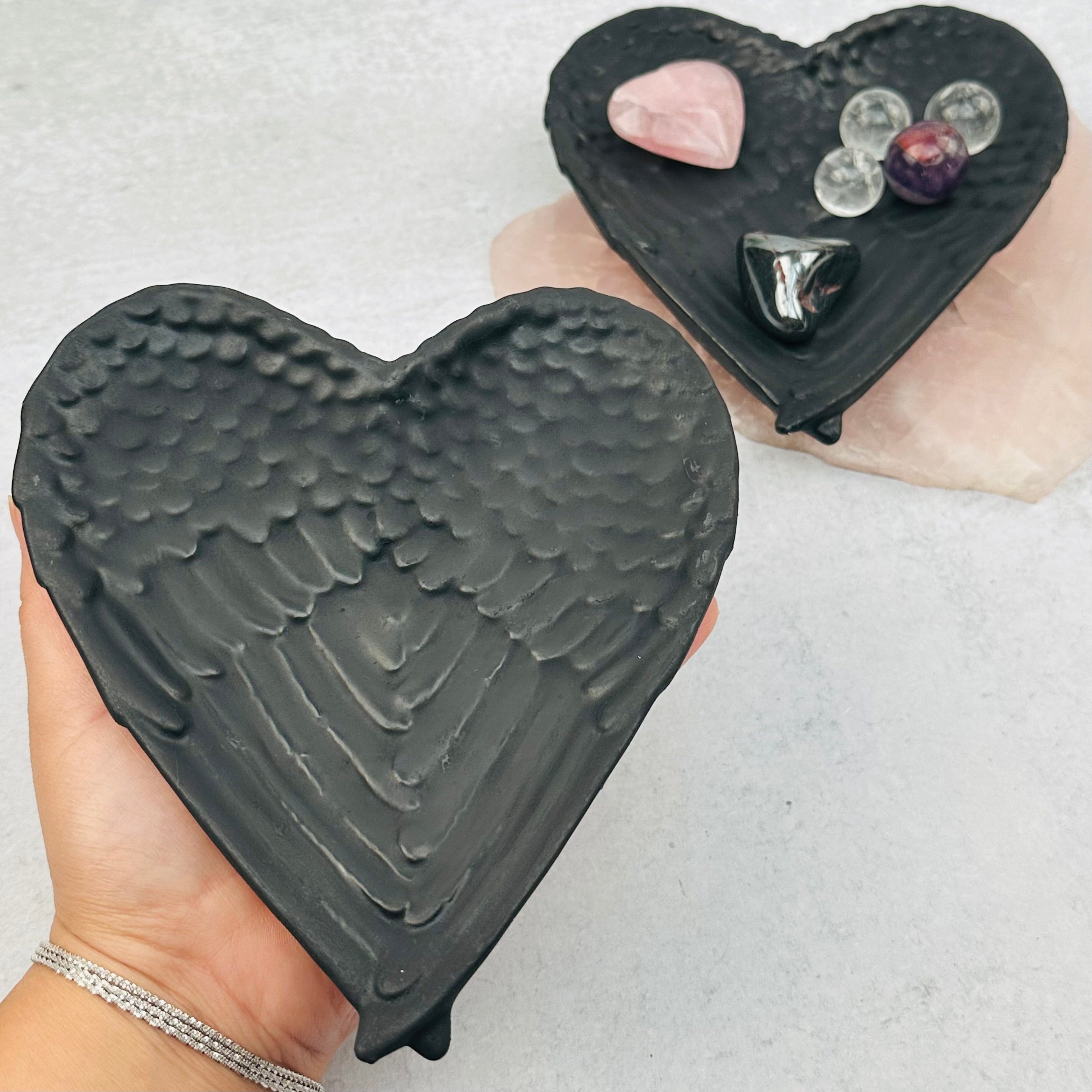 Shungite Angel Wings Heart Bowl