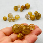 5pc Gold Rutilated Crystal Quartz Spheres - High Quality -