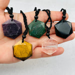 Crystal Gemstone Hexagon Healing Stone Necklace