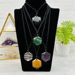 Crystal Gemstone Hexagon Healing Stone Necklace