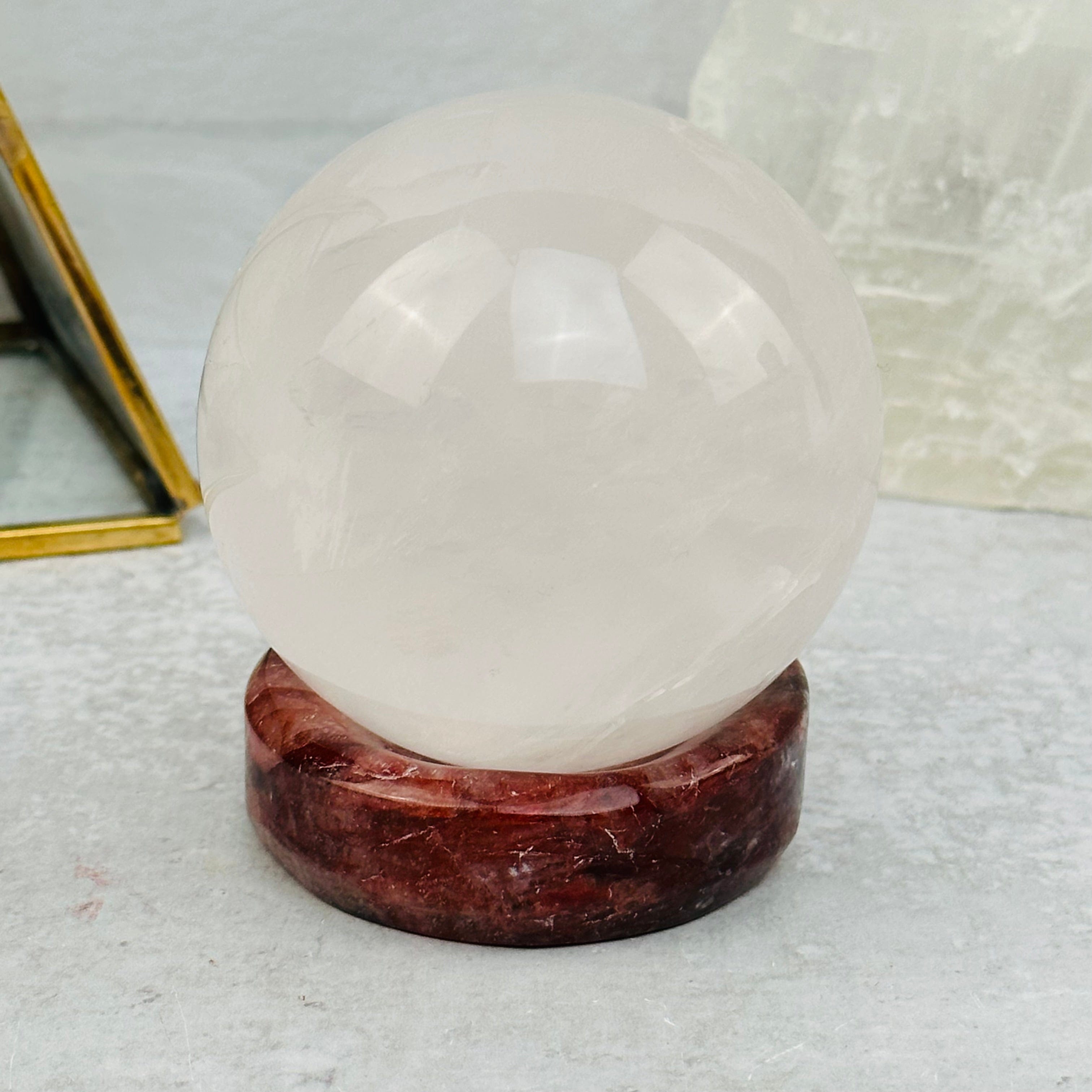 Fire Quartz Crystal Sphere Stand - Mini Dish