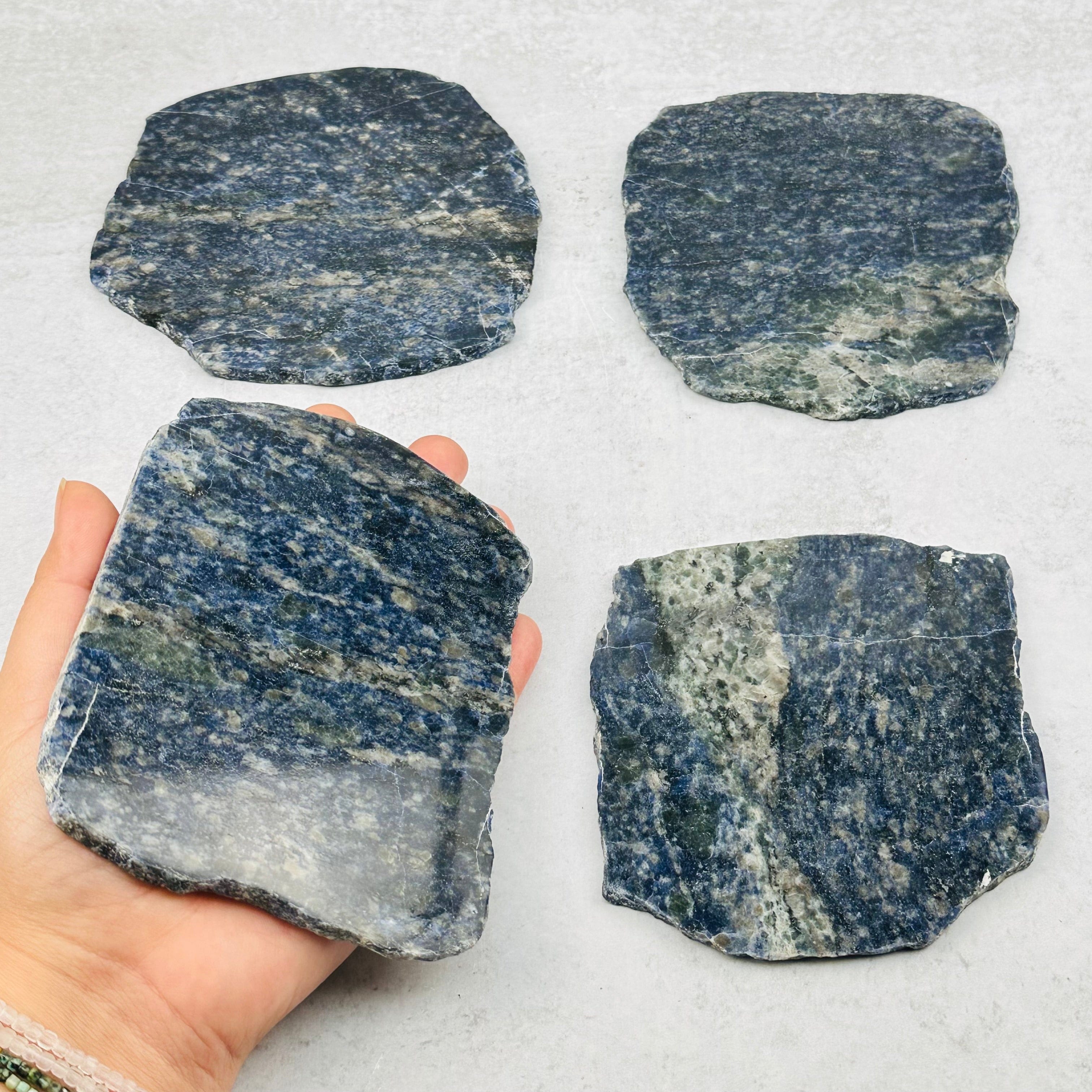 4 pcs Sodalite Free Form Stone Coaster - Crystal Coasters - Set of 4