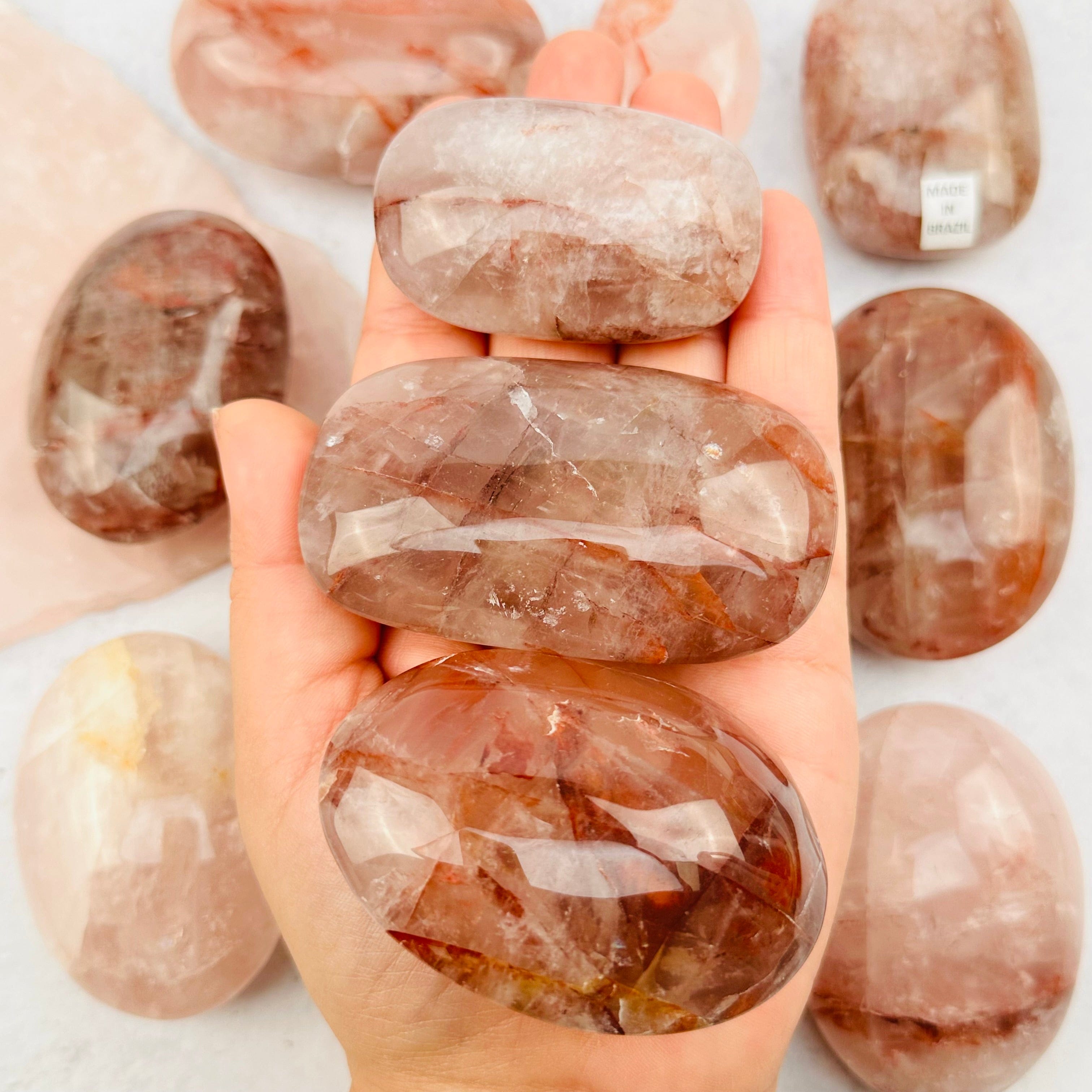 Red Hematoid Polished Crystal Palm Stones - By Weight -