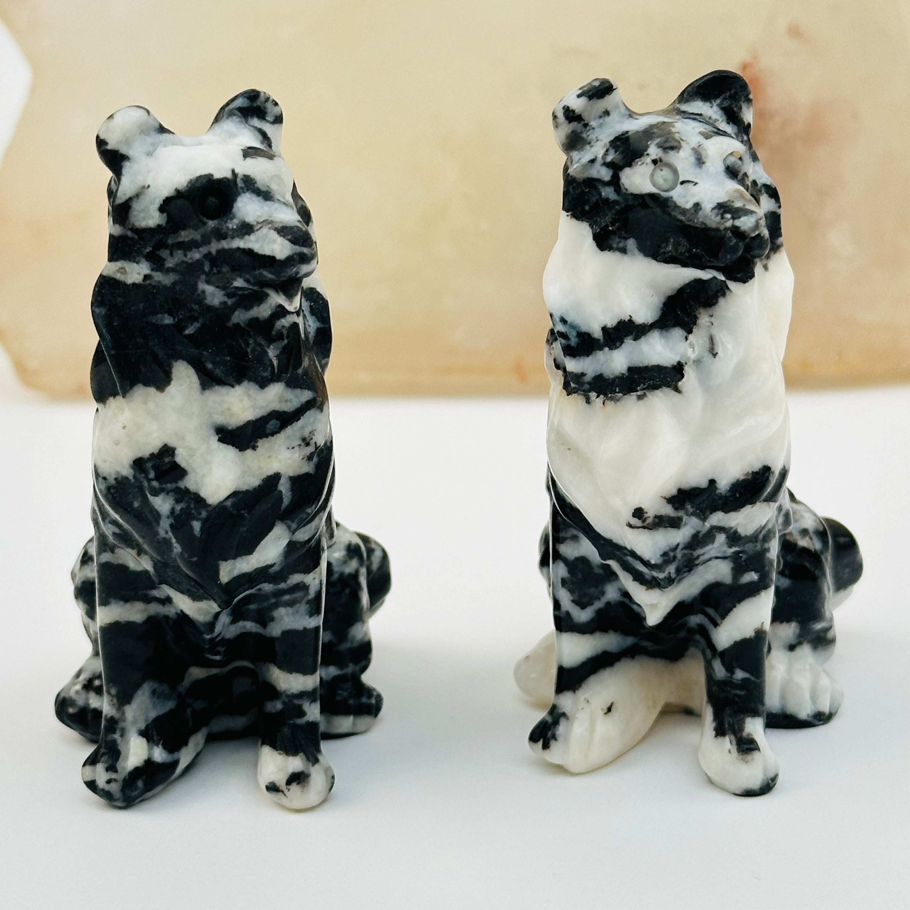 Zebra Jasper Carved Crystal Dog