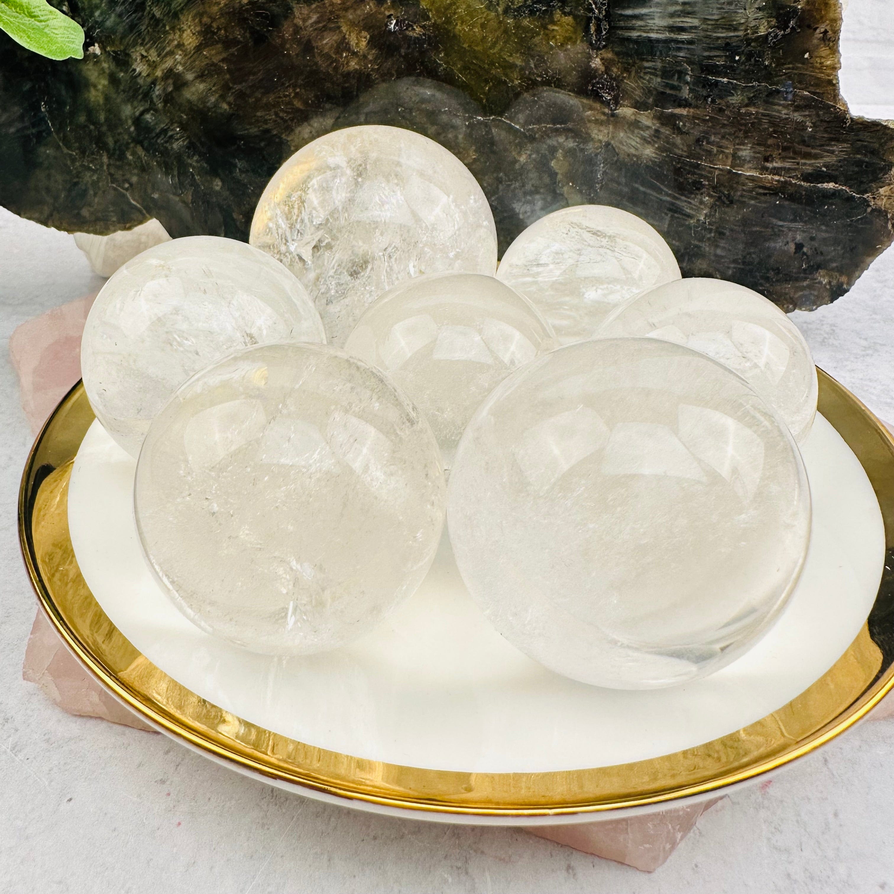 Clear Quartz Crystal Polished Spheres - By Weight