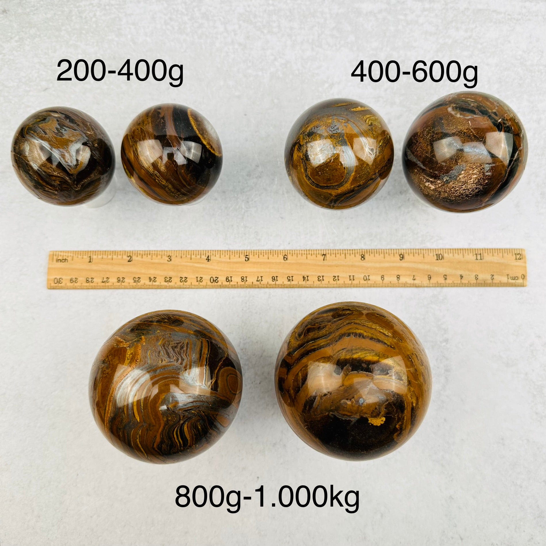 Tigers Eye with Hematite Polished Spheres - By Weight - Crystal Ball -