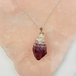 Chevron Amethyst Crystal Polished Point Pendant Charm