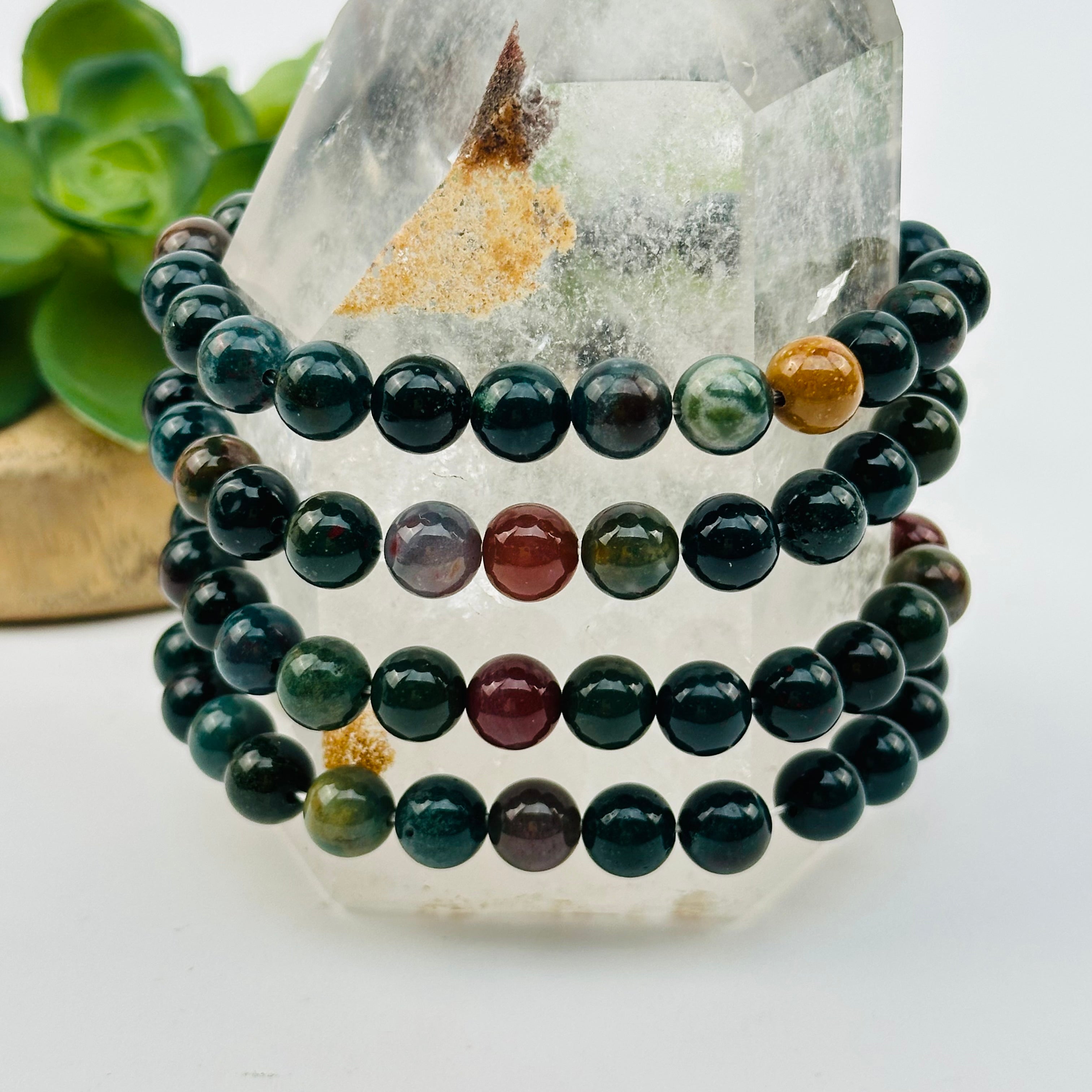 Bloodstone Round Bead Crystal Bracelets Gemstone Mala Bracelet