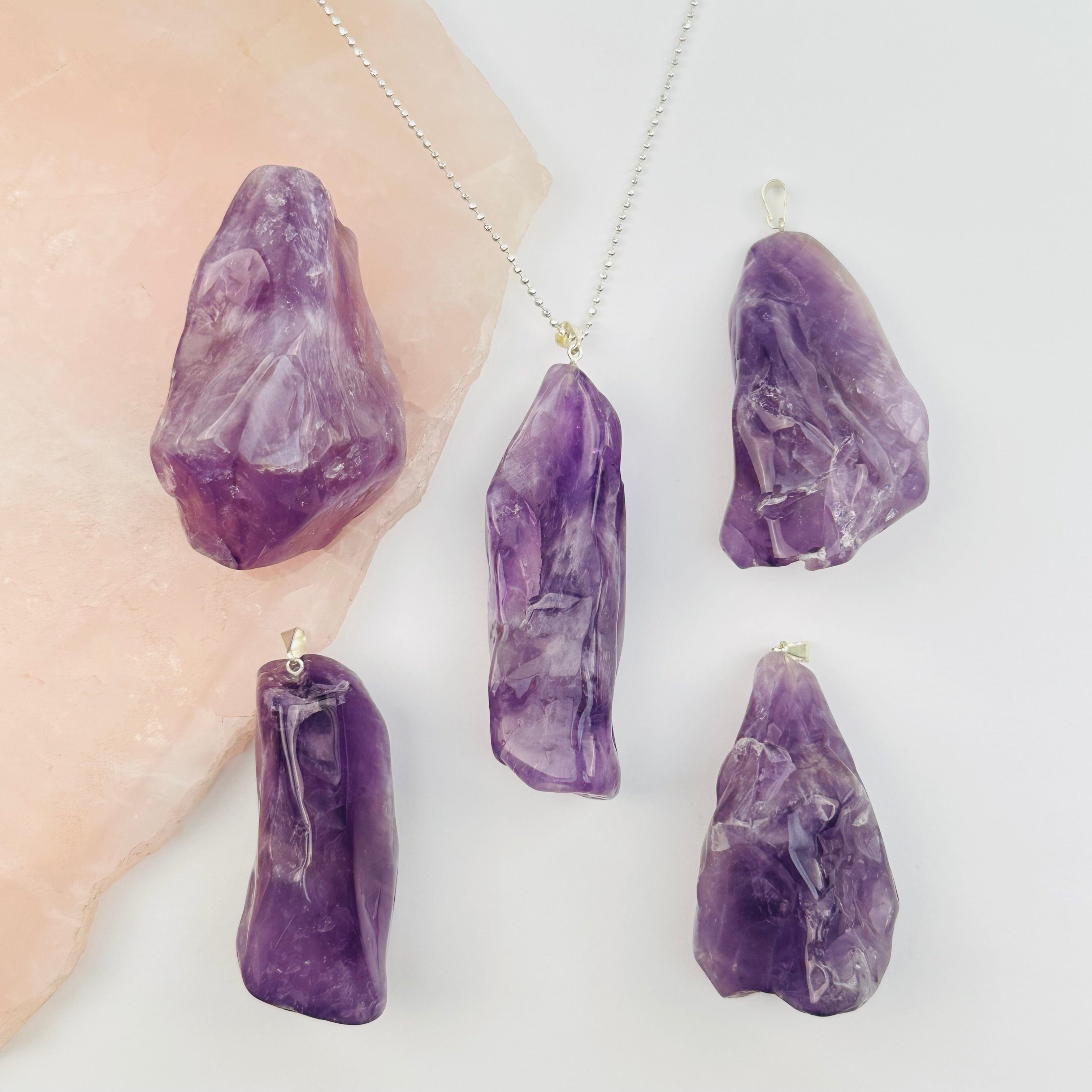 Amethyst Crystal Polished Jumbo Freeform Pendant -